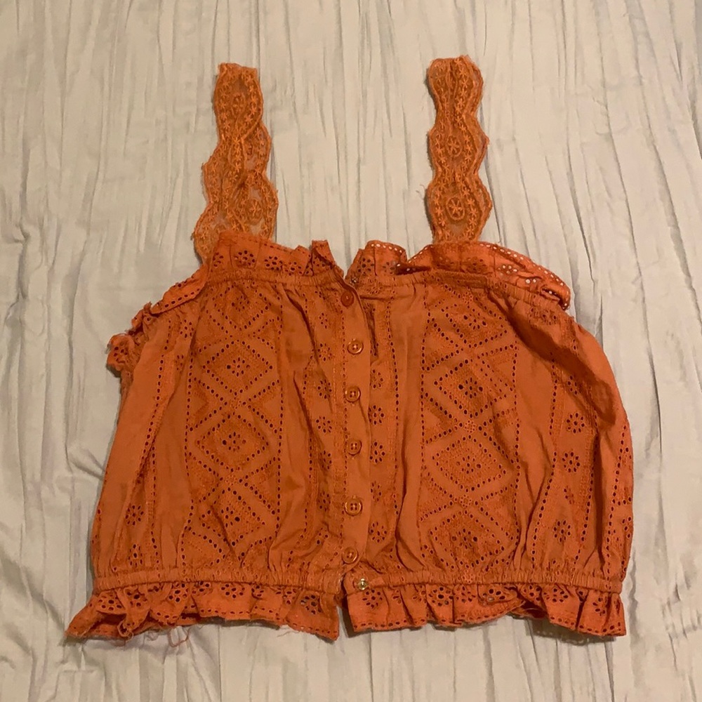 Orange tillys lace crop top